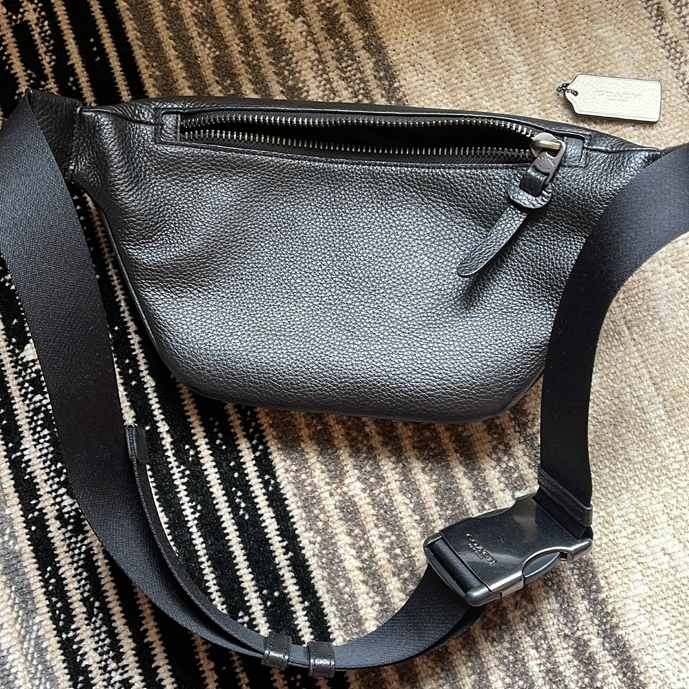 Coach Belt Bag Waist Signature Jacquard Varsity Stripe Thompson Black Elm Multi - Picture 6 of 9
